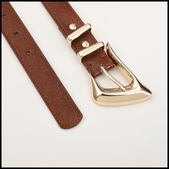 Fashion Leather Waist Belt with Gold Buckle for Jeans Pants main image 5